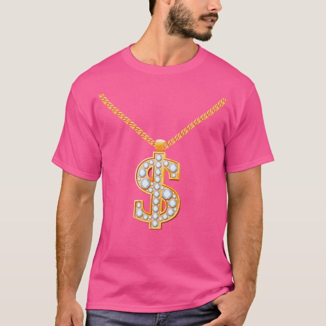 Camiseta Sí, Soy Rico Elegante Hip Hop Golden Necklace Con (Anverso)