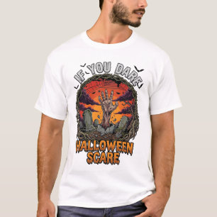 Camiseta Si Te Atreves Calavera Mano Zombie Lápida de Hallo