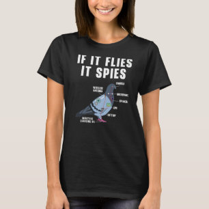 Camiseta Si Vuela Espía Anatomía de Paloma de Ave Conspirac