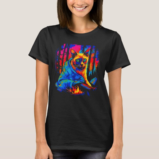 Camiseta Siamese Cat Camping (Anverso)