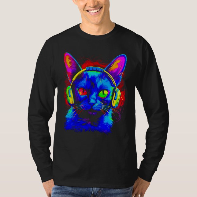 Camiseta Siamese Cat DJ Music (Anverso)