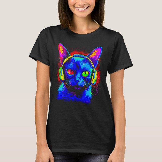Camiseta Siamese Cat DJ Music (Anverso)