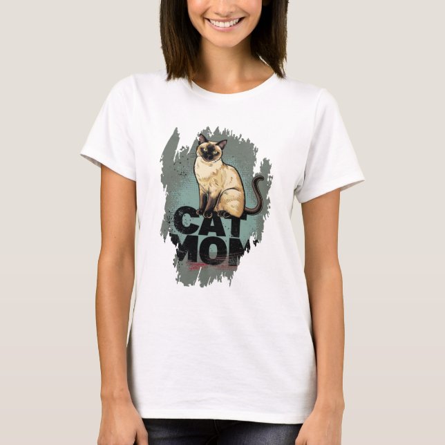 Camiseta Siamese Cat Mom: Pawsitively Adorable (Anverso)