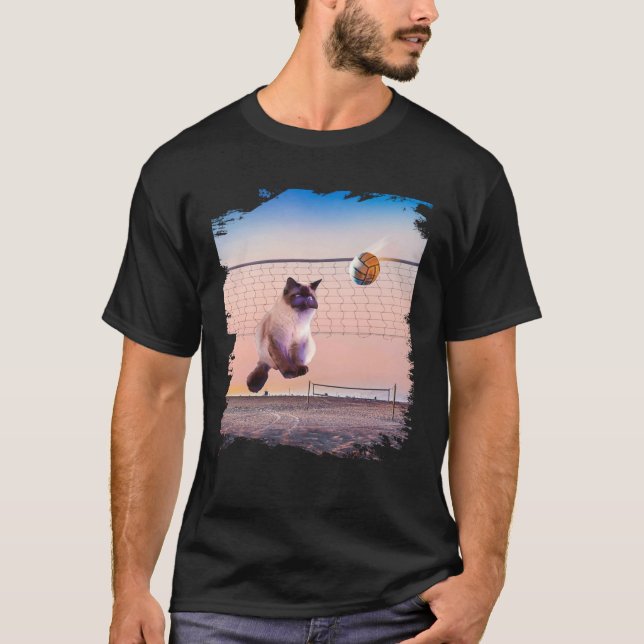 Camiseta Siamese Cat Playing Beach Volleyball (Anverso)