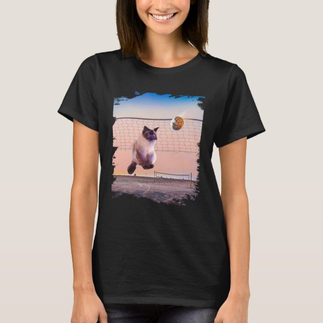 Camiseta Siamese Cat Playing Beach Volleyball (Anverso)