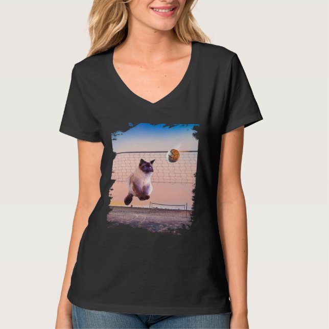 Camiseta Siamese Cat Playing Beach Volleyball (Anverso)