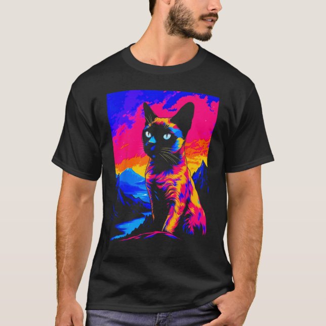 Camiseta Siamese Cat Pop Art (Anverso)