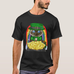 Camiseta Siamese Cat St Patricks Day Lucky Leprechaun