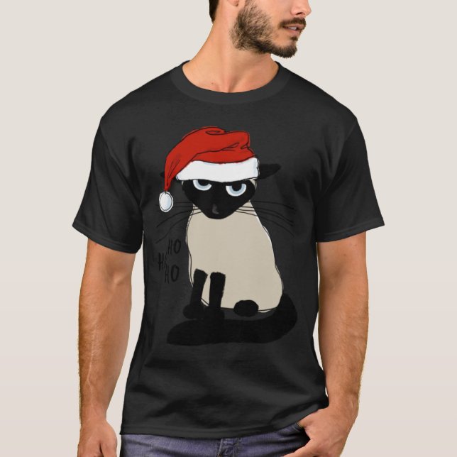 Camiseta Siamese Santa Humorous Christmas Holiday Kitty Cat (Anverso)