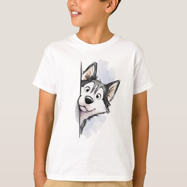 Camiseta Siberian Husky Curioso (Anverso)