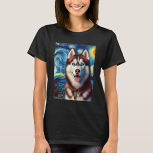 Camiseta Siberian Husky Dog Art Van Gogh Starry Night Siber