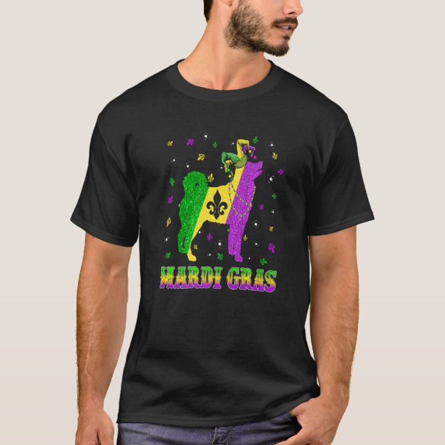 Camiseta Siberian Husky Dog Mardi Gras Carnival Jester Bead (Anverso)