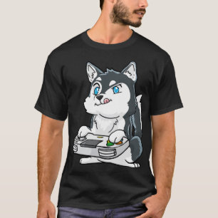 Camiseta Siberian Husky Gamepad Kawaii