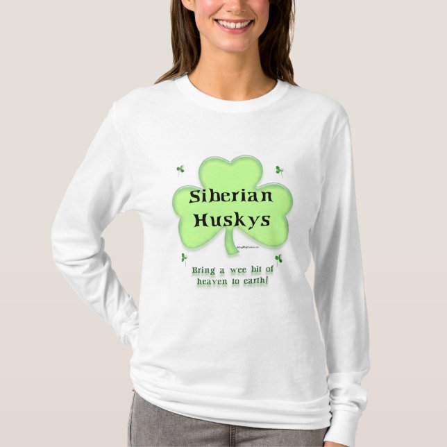 Camiseta Siberian Husky Heaven; Husky St. Patrick's day (Anverso)