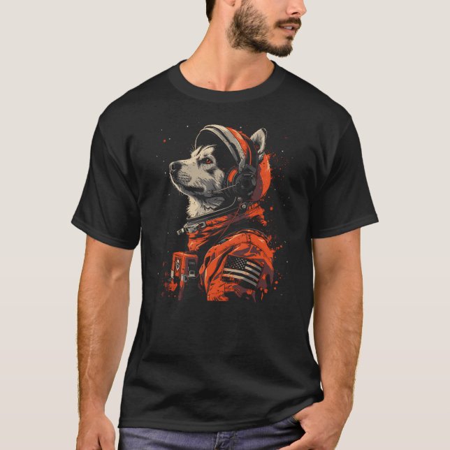 Camiseta Siberian Husky Lovers Dog Astronaut In The Space (Anverso)