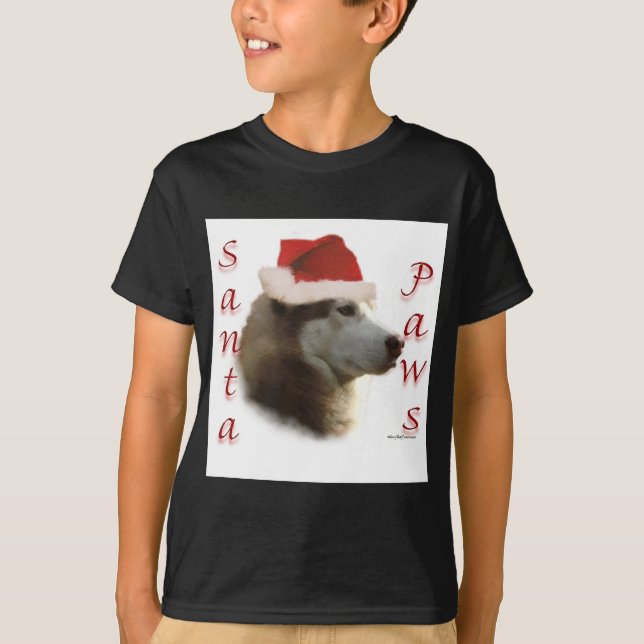 Camiseta Siberian Husky Santa Paws (Anverso)