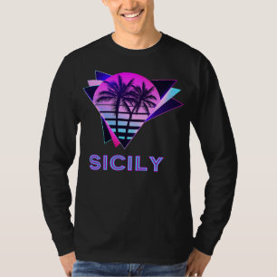 Camiseta Sicilia 80 Vaporware Palm Tree Retro Vintage Itali