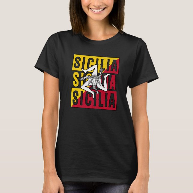 Camiseta Sicilia Flag Sicily Palermo Italy (Anverso)