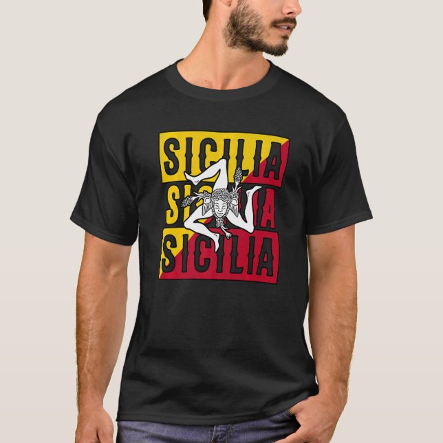 Camiseta Sicilia Flag Sicily Palermo Italy (Anverso)