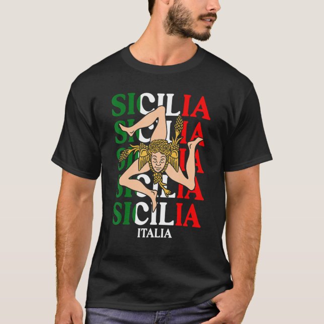 Camiseta Sicilia Flag Sicily Palermo Italy 22 (Anverso)