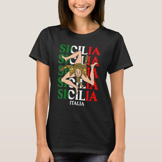 Camiseta Sicilia Flag Sicily Palermo Italy 22 (Anverso)