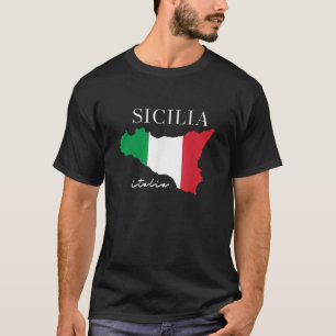 Camiseta Sicilia Mapa Italia Bandera Isla Sicilia Orgullo