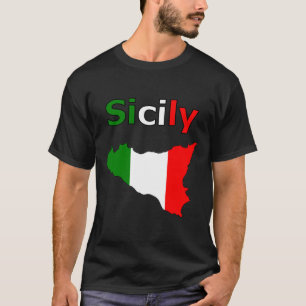 Camiseta Sicilia y mapa en los colores de la bandera italia