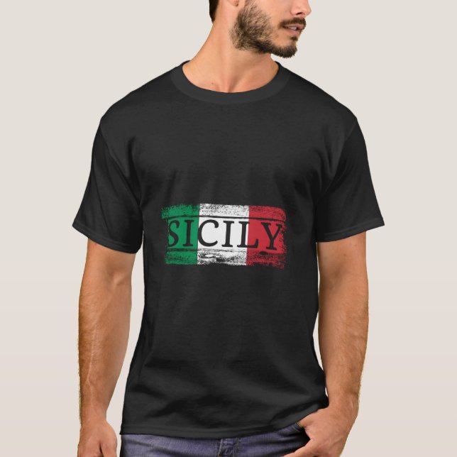 Camiseta Sicilian Italian Italy Flag I Sicily Vacation Trav (Anverso)