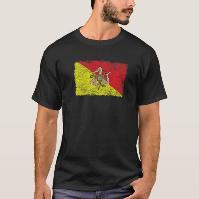 CAMISETA SICILILIA ITALIA BANDERA SICILIA PALERMO TRISKELIO (Anverso)