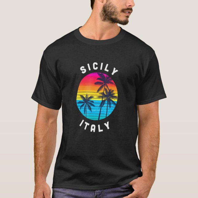 Camiseta Sicily Italy Vacation Souvenir Sunset Beach (Anverso)
