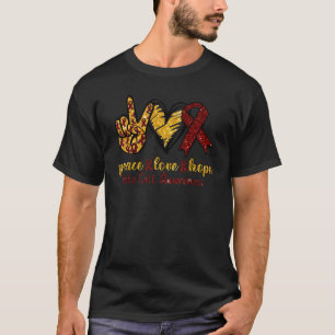Camiseta Sickle Cell Anemia Awareness Peace Love Hope Burgu
