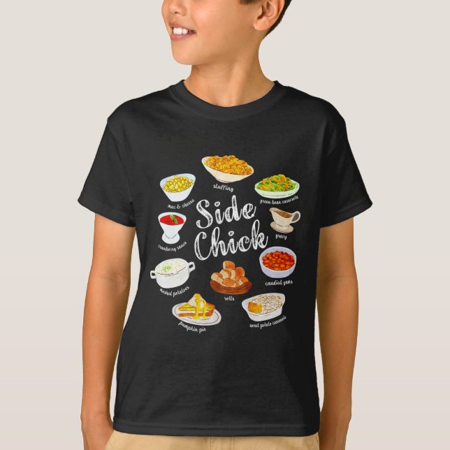 Camiseta Side Chick,funny Thanksgiving Dishes Gift Tee Men  (Anverso)