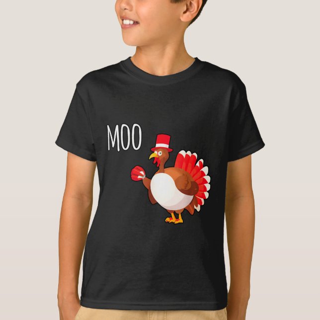 Camiseta Side Eye Moo Turkey Funny Thanksgiving Autumn Fall (Anverso)