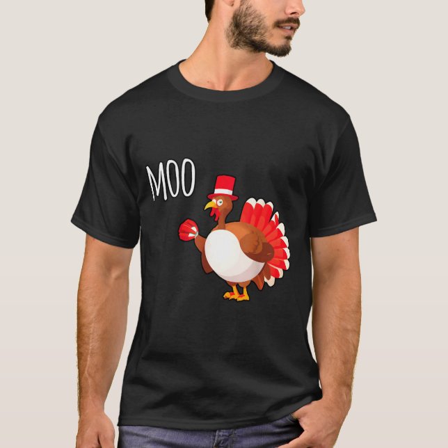 Camiseta Side Eye Moo Turkey Funny Thanksgiving Autumn Fall (Anverso)