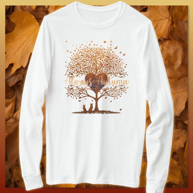 Camiseta Siempre adulto del árbol del corazón de otoño (Subido por el creador)