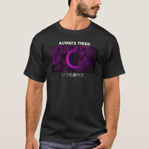 Camiseta Siempre Cansado Purple Moon Vaporwave Gótico estét