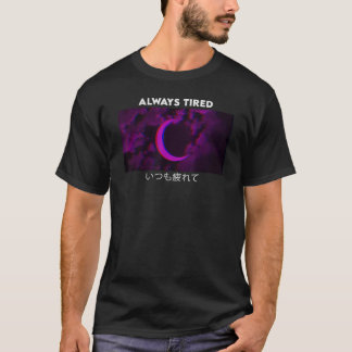 Camiseta Siempre Cansado Purple Moon Vaporwave Gótico estét