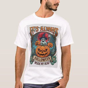 Camiseta Siempre Es Halloween Dentro De La Cabeza Calabaza