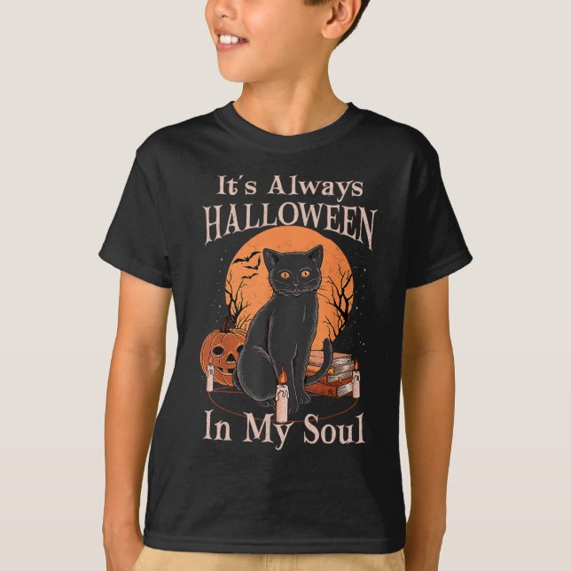 Camiseta Siempre es Halloween en mi Alma Calabaza Gato Dive (Anverso)