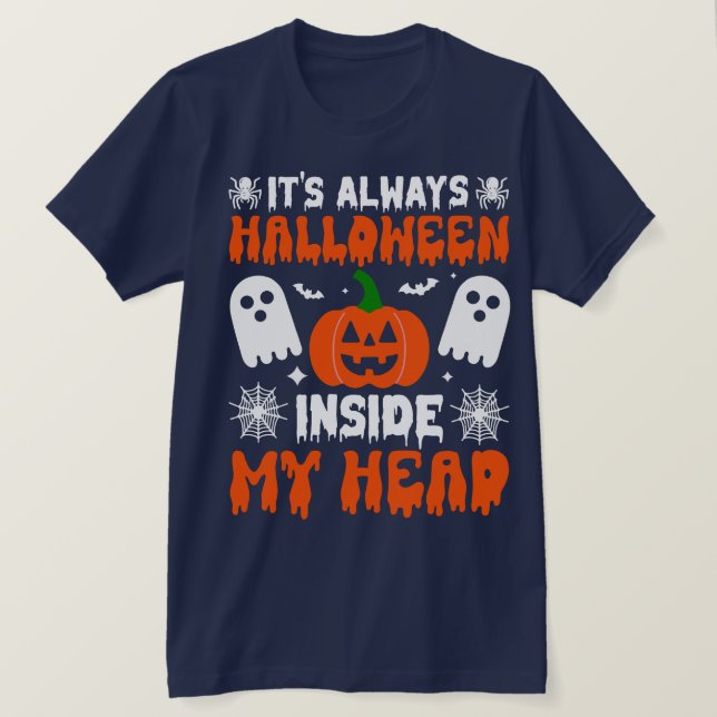 CAMISETA SIEMPRE ES HALLOWEEN EN MI CABEZA (Anverso del diseño)