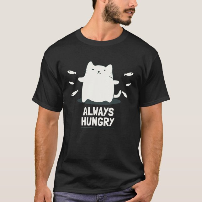 Camiseta Siempre Hambriento de Gato (Anverso)