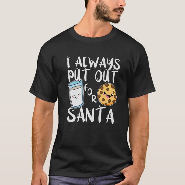 Camiseta Siempre Me Dediqué A Santa, Kawaii Cookie Y Leche (Anverso)