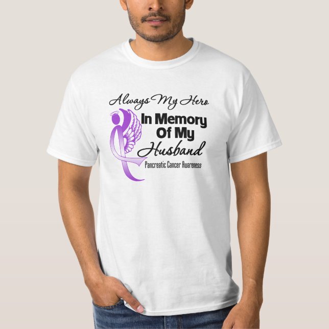 Camiseta Siempre mi héroe en memoria del esposo del cáncer  (Anverso)
