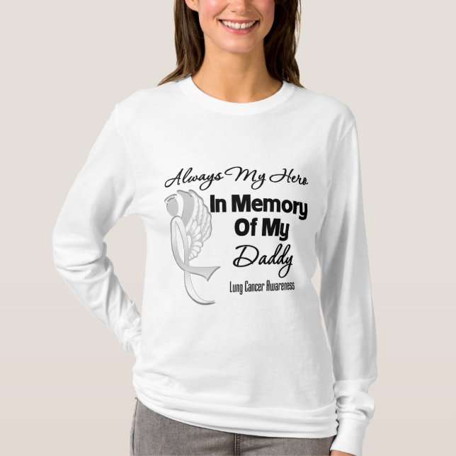 Camiseta Siempre mi héroe en memoria papá - cáncer de pulmó (Anverso)