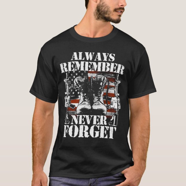 Camiseta siempre recordar nunca olvidar a los veteranos (Anverso)