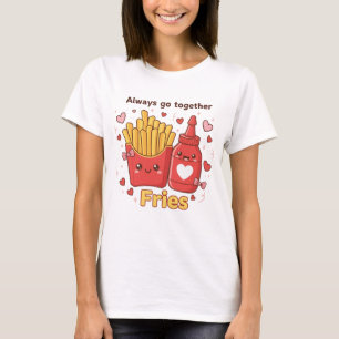 Camiseta "Siempre Van Juntos" Papas Fritas y Ketchup Kawaii
