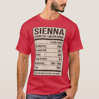 Camiseta Sienna Nutrition Facts Name Nickname Alias Title F