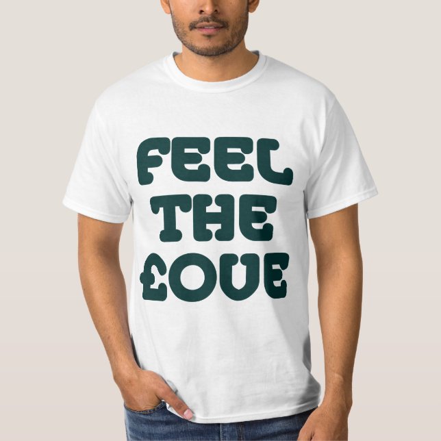 Camiseta Siente el amor de los £- Verde oscuro sobre la luz (Anverso)