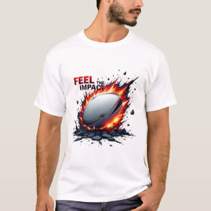 Camiseta Siente el Impacto – Gráfico de Balón de Rugby Expl