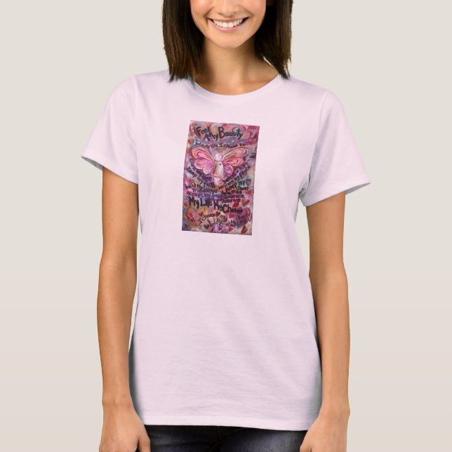 Camiseta Siente mi belleza Ángel de Cáncer Rosa (Anverso)